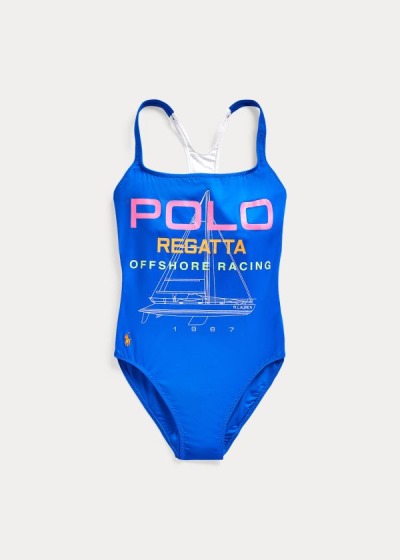 Traje de Baño Polo Ralph Lauren Mujer Azules - Racerback One-Piece - JPWOU3987